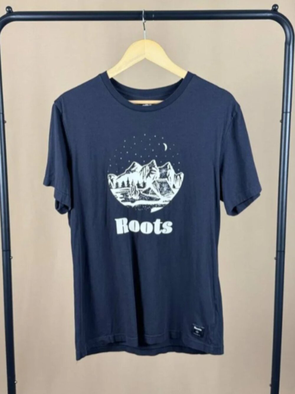 Roots Navy Mountain Camping Graphic T-Shirt